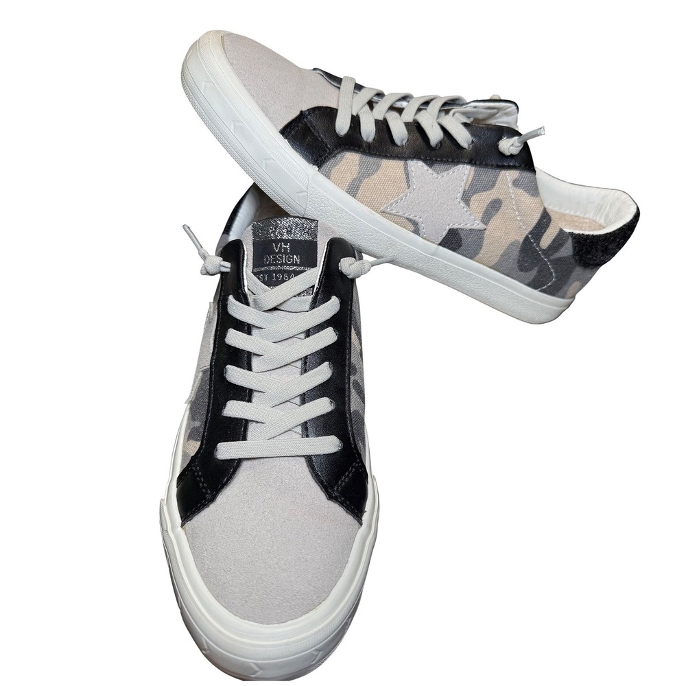 Vintage Havana Gail Camo Glitter Star Low Top Sneakers Gray Black Multi Size 7.5